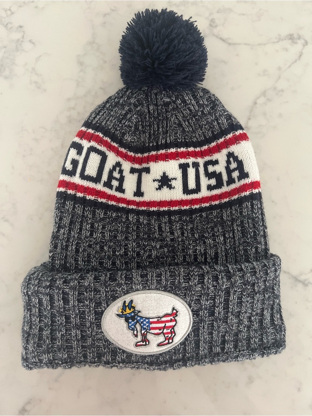 GOAT USA Freedom Winter Pom Pom Knit Hat Unisex Beanie